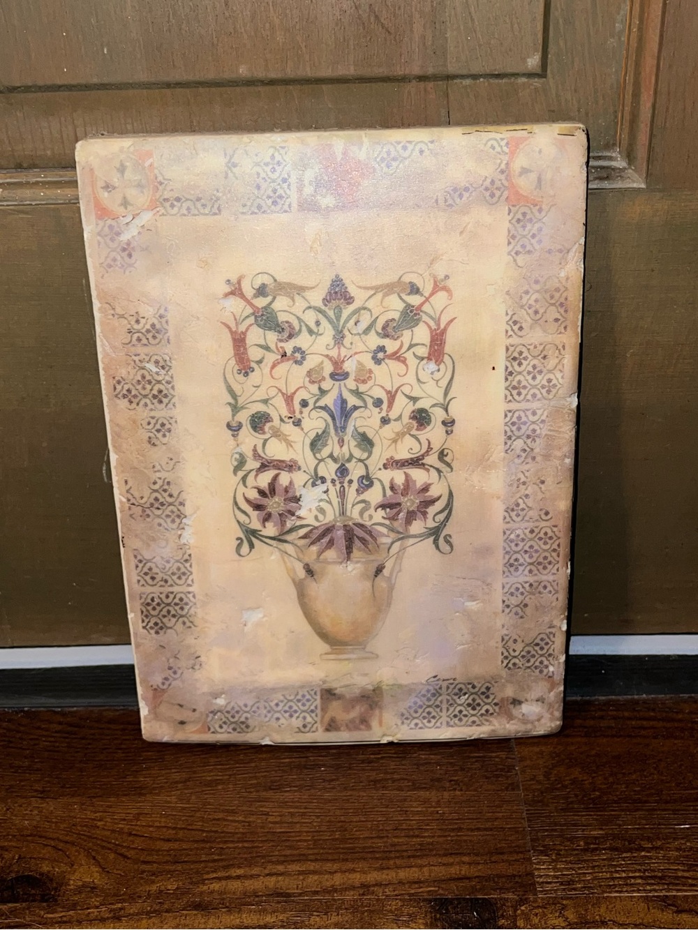 Decorative Mid Century Modern Floral Vase Ceramic Mediterranean Wall Art